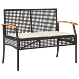 Set Divani da Giardino 4 pz con Cuscini Nero in Polyrattan