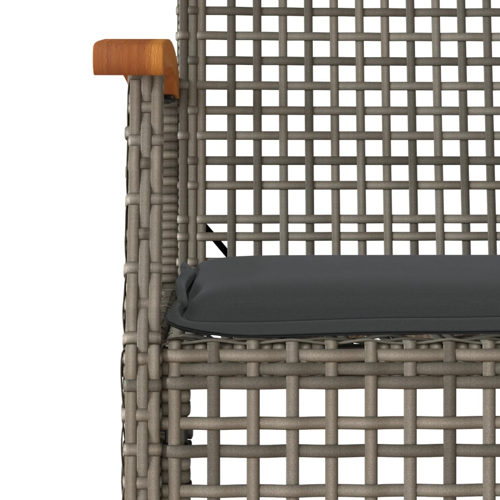 Set Divani da Giardino 4 pz con Cuscini in Polyrattan Grigio