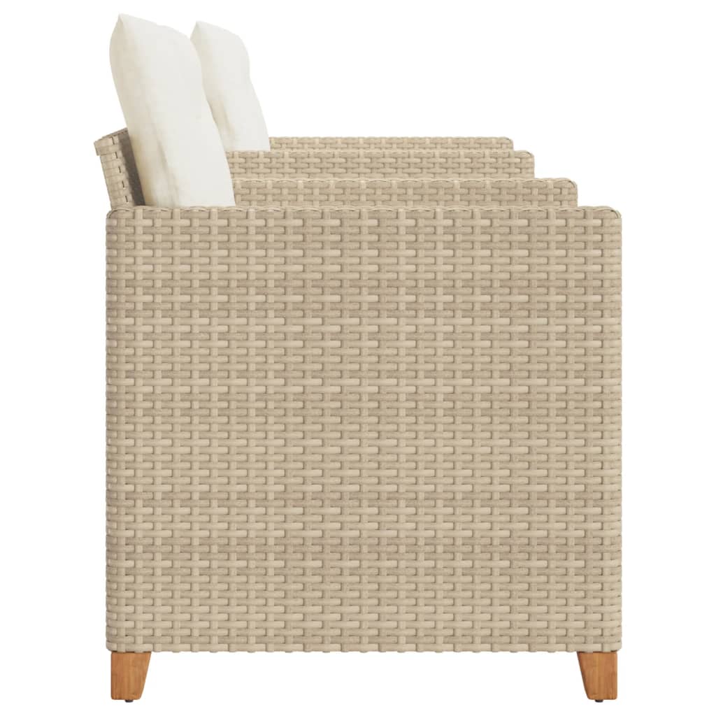 Set da Bistrò 3 pz con Cuscini Beige Polyrattan e Legno Acacia