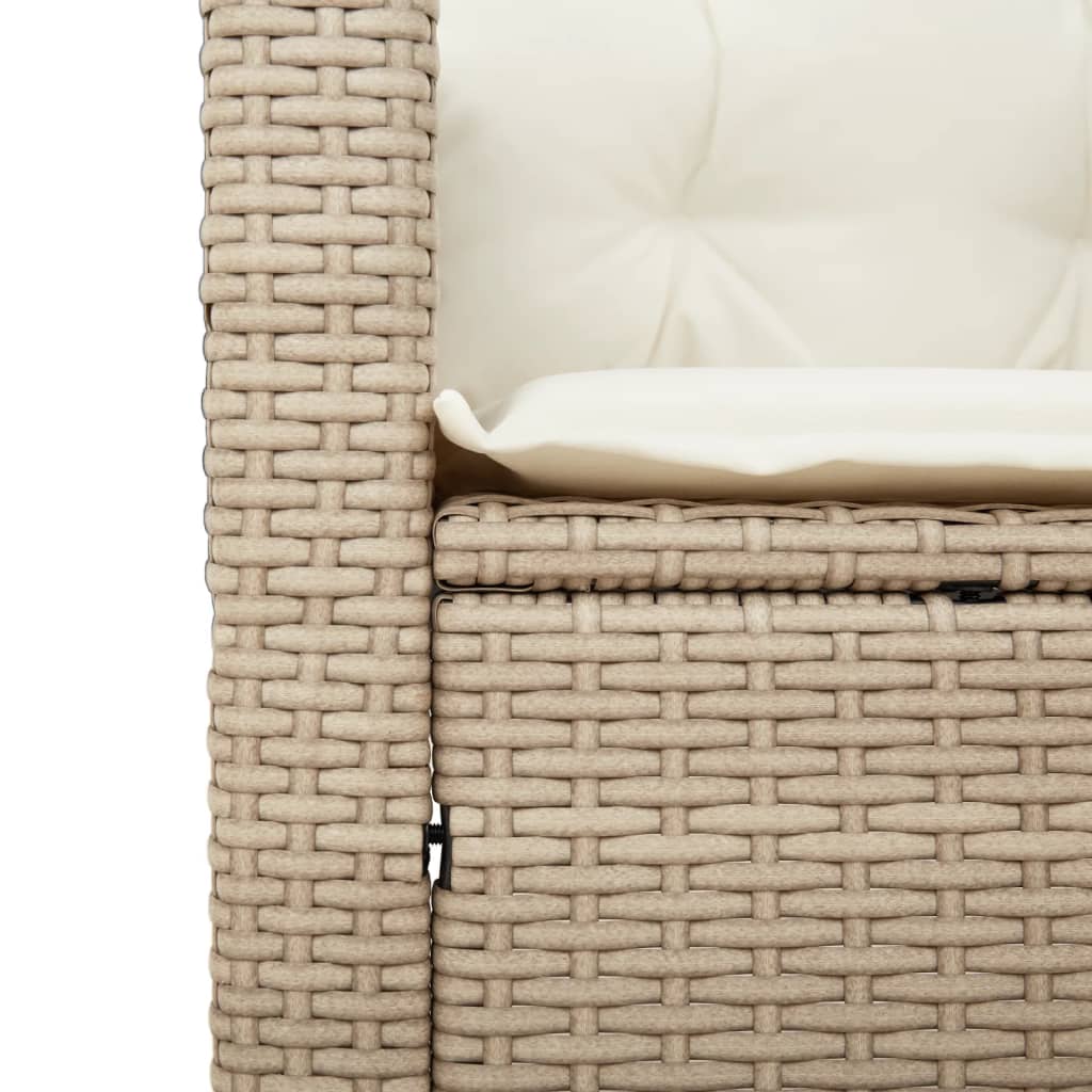 Set da Bistrò 3 pz con Cuscini Beige Polyrattan e Legno Acacia