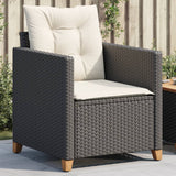 Poltrona da Giardino con Cuscini in Polyrattan Nero