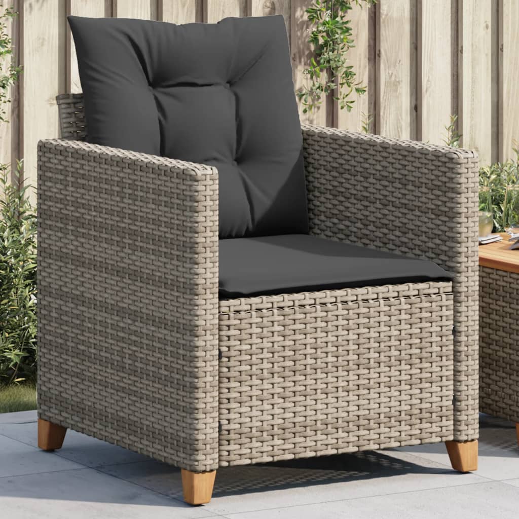 Sedia da Giardino con Cuscini Grigia in Polyrattan