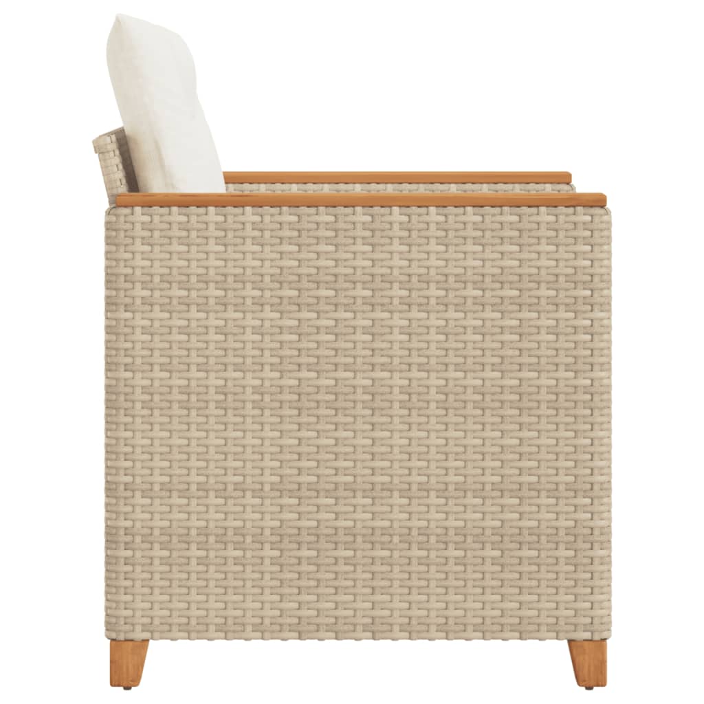 Sedia da Giardino con Cuscini Beige in Polyrattan