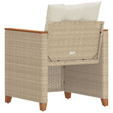 Sedia da Giardino con Cuscini Beige in Polyrattan