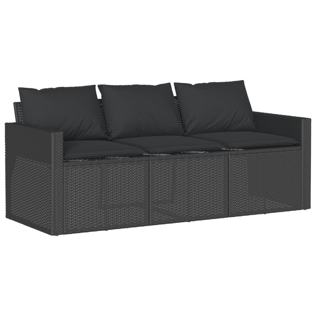 Set da Pranzo da Giardino 2 pz con Cuscini Nero in Polyrattan