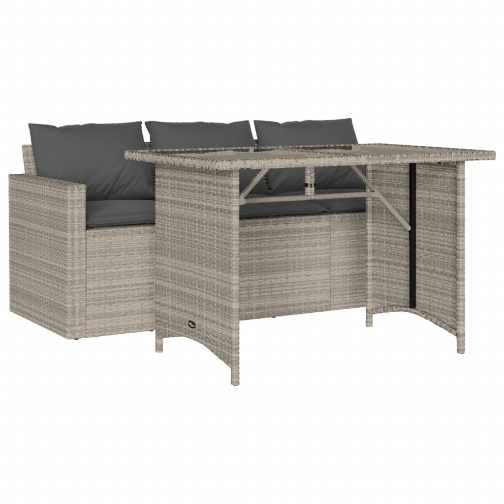 Set da Pranzo da Giardino 2 pz con Cuscini in Polyrattan Grigio