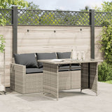 Set da Pranzo da Giardino 2 pz con Cuscini in Polyrattan Grigio