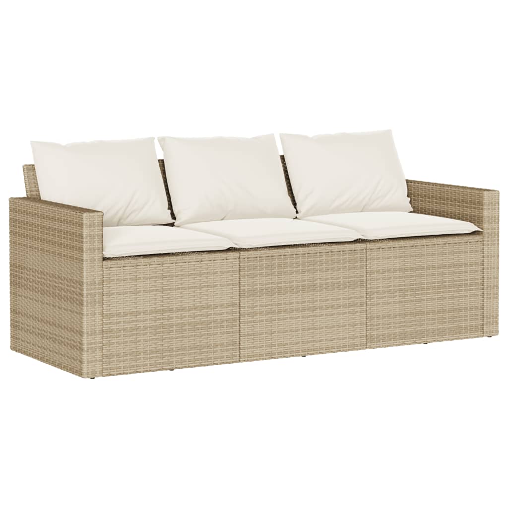 Set da Pranzo da Giardino 2 pz con Cuscini Beige in Polyrattan