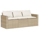 Set da Pranzo da Giardino 2 pz con Cuscini Beige in Polyrattan