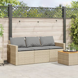 Divano da Giardino con Cuscini a 3 Posti Beige in Polyrattan