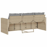 Divano da Giardino con Cuscini a 3 Posti Beige in Polyrattan