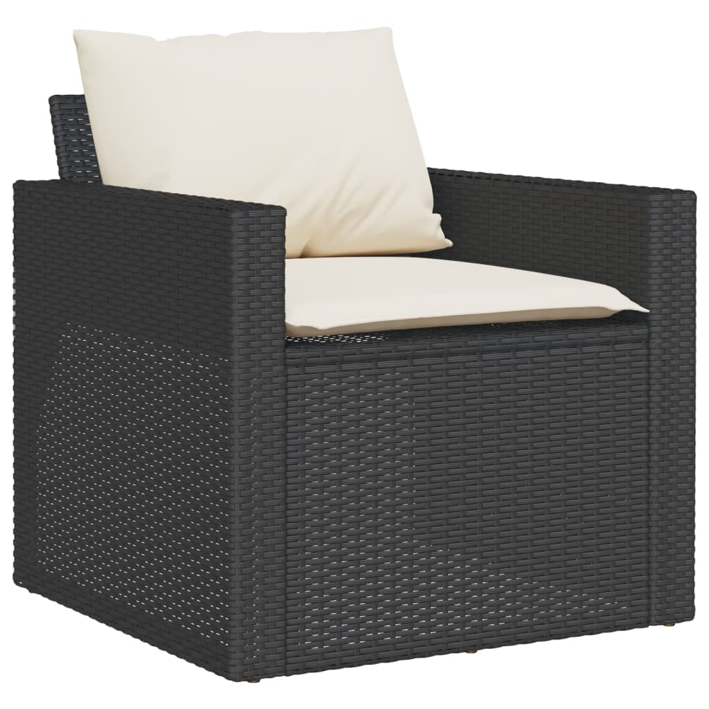 Set Divani da Giardino 4 pz con Cuscini Nero in Polyrattan