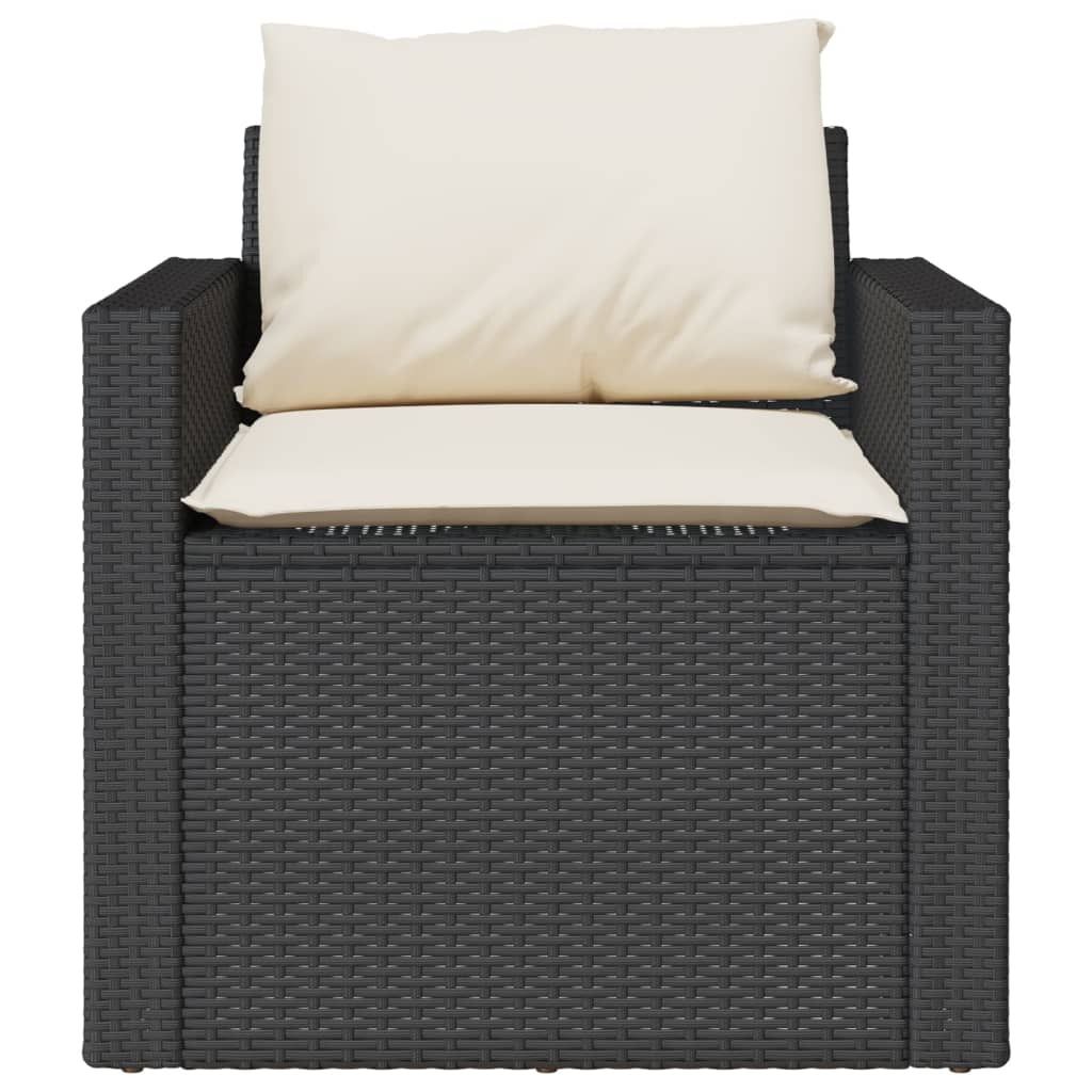 Set Divani da Giardino 4 pz con Cuscini Nero in Polyrattan