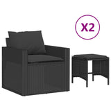 Set Divani da Giardino 4 pz con Cuscini Nero in Polyrattan