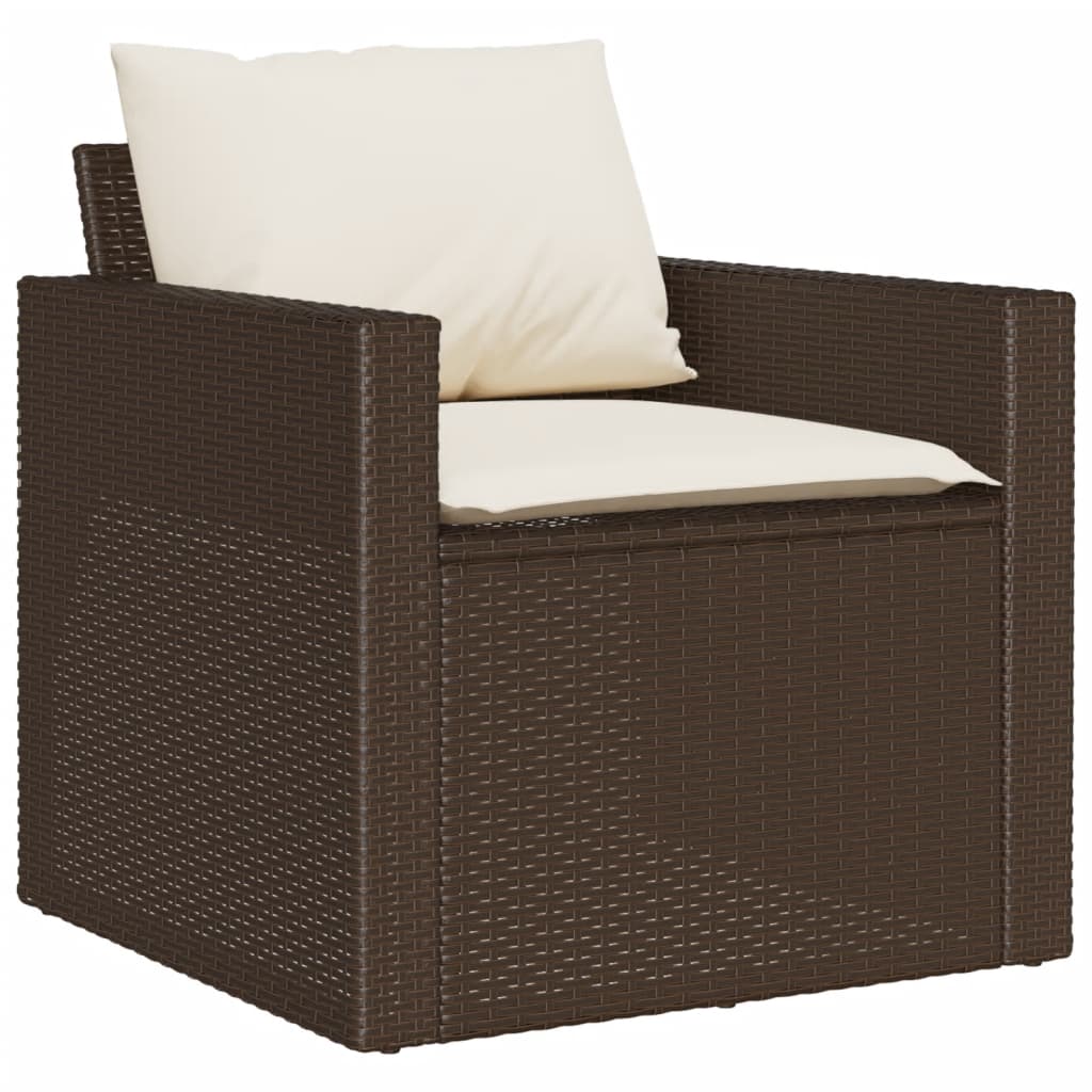 Set Divano da Giardino 4 pz con Cuscini Marrone in Polyrattan