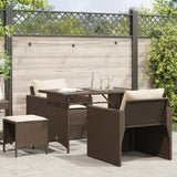 Set Divano da Giardino 4 pz con Cuscini Marrone in Polyrattan