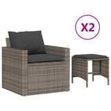 Set Divani da Giardino 4 pz con Cuscini in Polyrattan Grigio