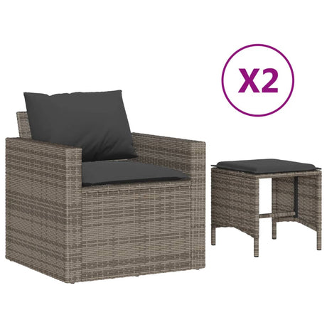 Set Divani da Giardino 4 pz con Cuscini in Polyrattan Grigio