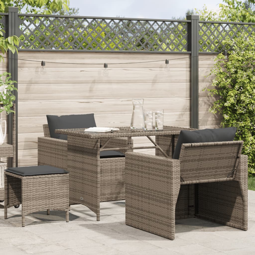 Set Divani da Giardino 4 pz con Cuscini in Polyrattan Grigio