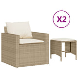 Set Divano da Giardino 4 pz con Cuscini Beige in Polyrattan