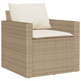 Set Divano da Giardino 4 pz con Cuscini Beige in Polyrattan