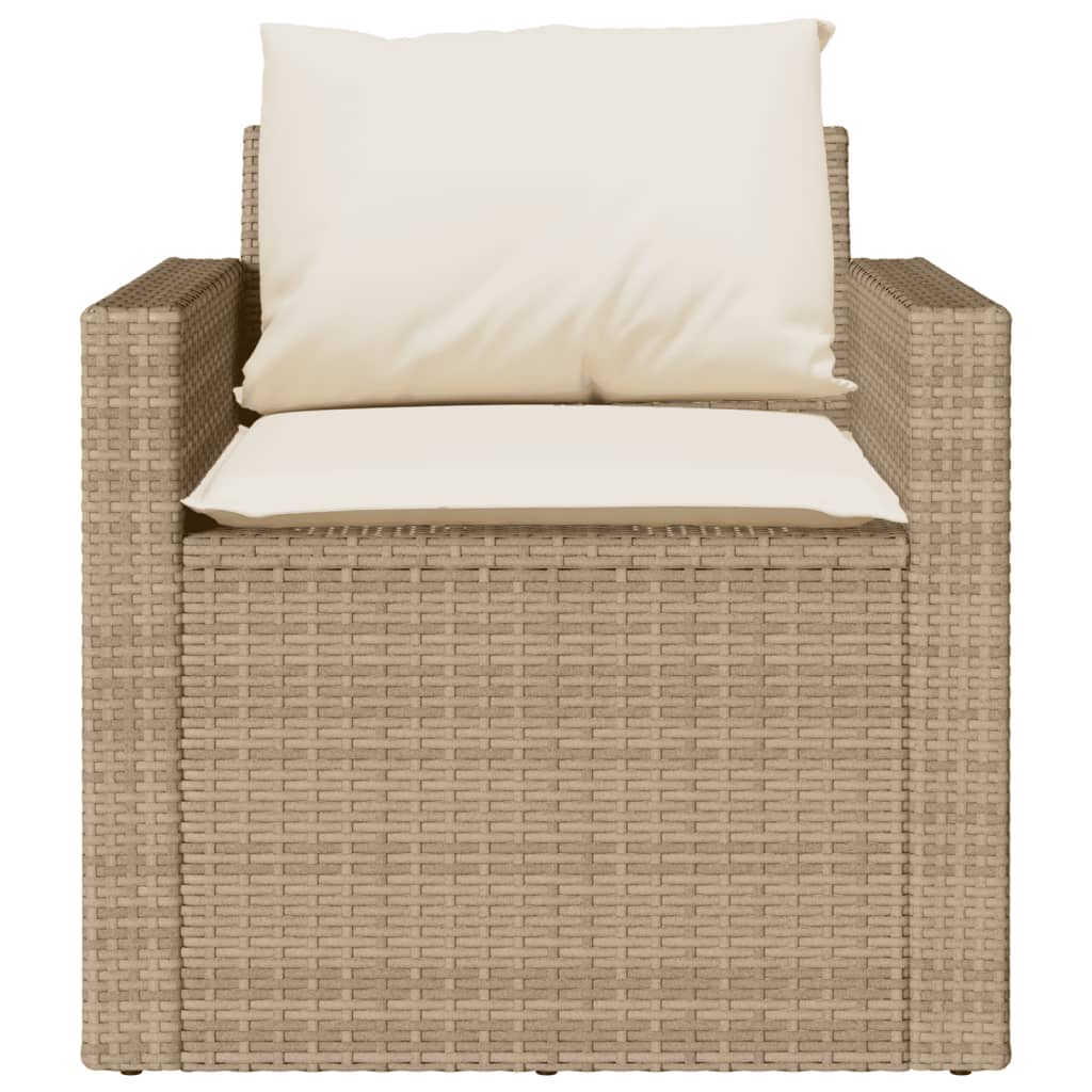 Set Divano da Giardino 4 pz con Cuscini Beige in Polyrattan