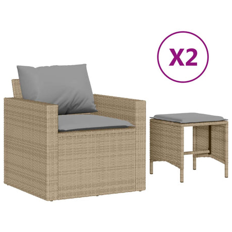 Set Divano da Giardino 4 pz con Cuscini Beige in Polyrattan