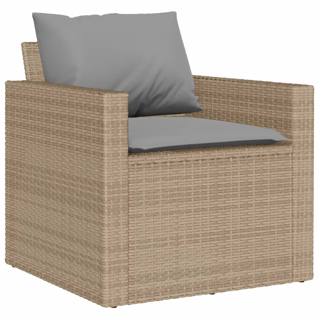 Set Divano da Giardino 4 pz con Cuscini Beige in Polyrattan