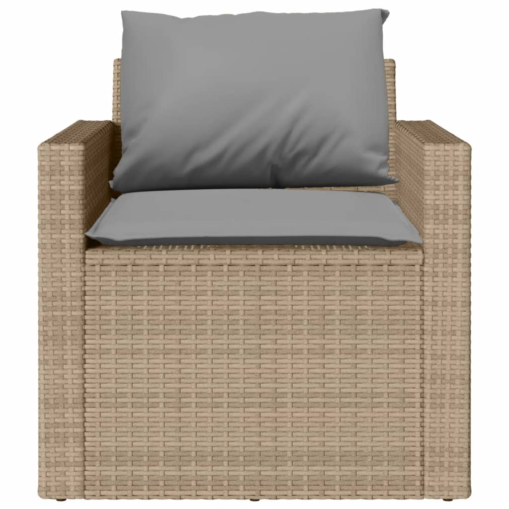 Set Divano da Giardino 4 pz con Cuscini Beige in Polyrattan