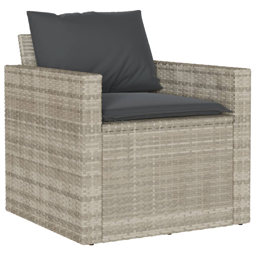 Set Divano da Giardino 4pz con Cuscini Grigio Chiaro Polyrattan