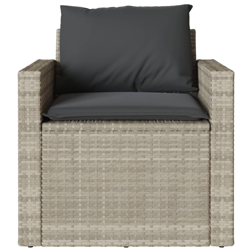 Set Divano da Giardino 4pz con Cuscini Grigio Chiaro Polyrattan