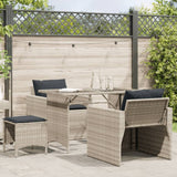 Set Divano da Giardino 4pz con Cuscini Grigio Chiaro Polyrattan