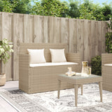 Panca da Giardino con Cuscini Beige in Polyrattan