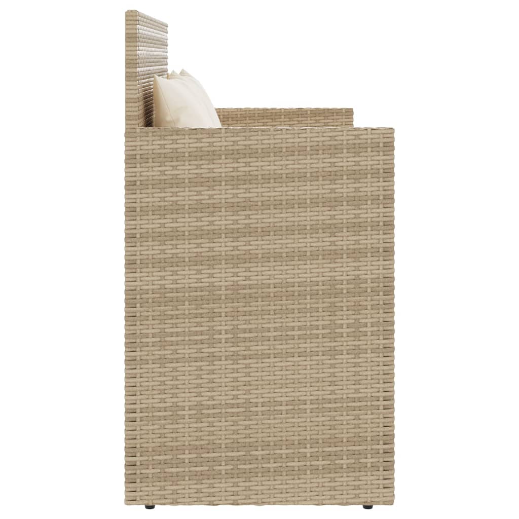 Panca da Giardino con Cuscini Beige in Polyrattan