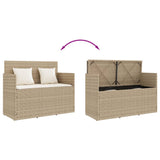 Panca da Giardino con Cuscini Beige in Polyrattan