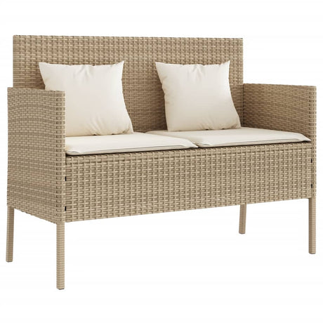 Panca da Giardino con Cuscini Beige in Polyrattan