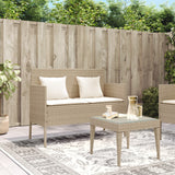 Panca da Giardino con Cuscini Beige in Polyrattan