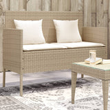 Panca da Giardino con Cuscini Beige in Polyrattan