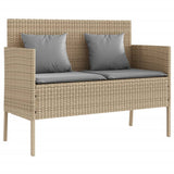 Panca da Giardino con Cuscini Beige in Polyrattan