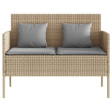 Panca da Giardino con Cuscini Beige in Polyrattan