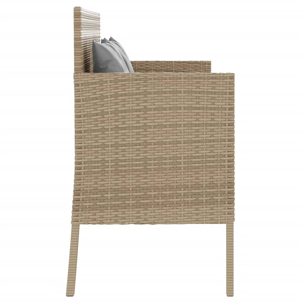 Panca da Giardino con Cuscini Beige in Polyrattan