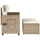 Panca Reclinabile da Giardino con Cuscini Beige in Polyrattan