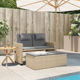 Panca Reclinabile da Giardino con Cuscini Beige in Polyrattan