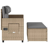 Panca Reclinabile da Giardino con Cuscini Beige in Polyrattan