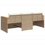 Divano da Giardino con Cuscini a 3 Posti Beige in Polyrattan