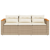 Divano da Giardino con Cuscini a 3 Posti Beige in Polyrattan