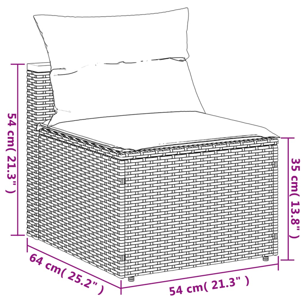 Divano Giardino Senza Braccioli con Cuscini 2pz Nero Polyrattan