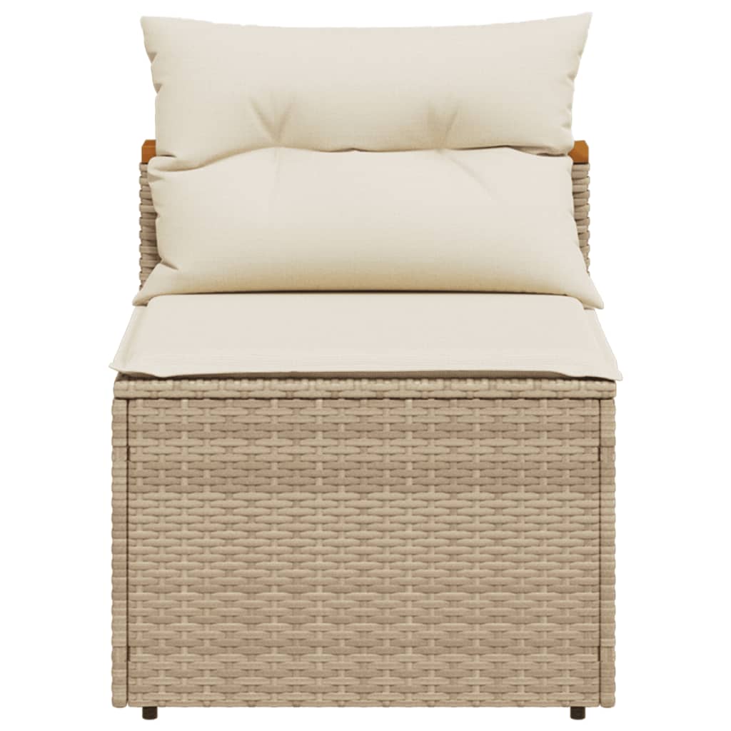 Divani Giardino Senza Braccioli con Cuscini 2 Beige Polyrattan