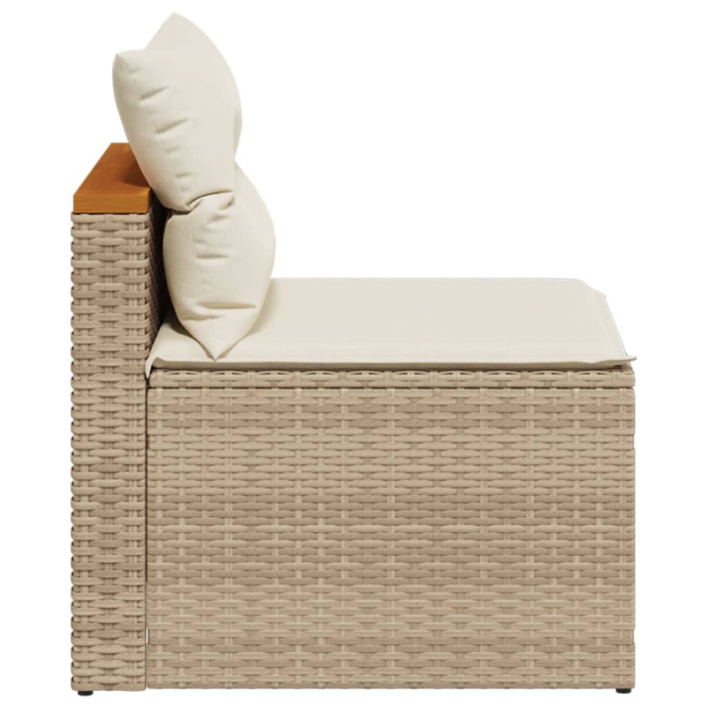 Divani Giardino Senza Braccioli con Cuscini 2 Beige Polyrattan