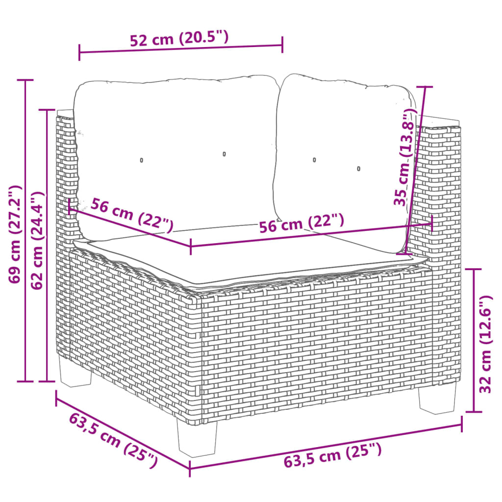 Divano Angolare da Giardino con Cuscini Grigio in Polyrattan